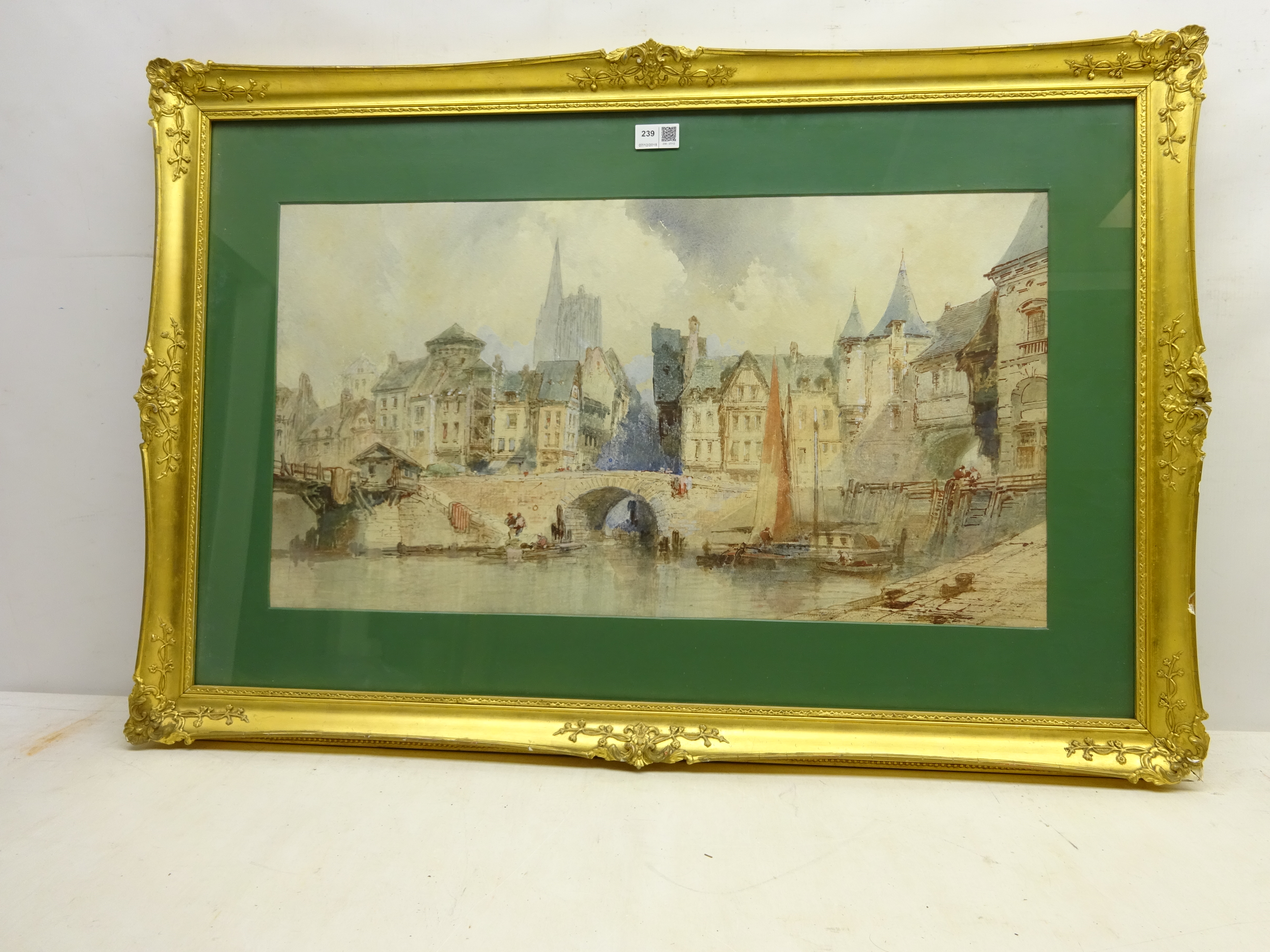 Paul Marny (French/British 1829-1914): The River at 'Mayenne' France, watercolour faintly signed, - Image 2 of 2