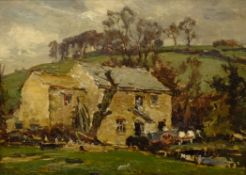 Owen Bowen (Staithes Group 1873-1967): 'Old Bardsey Mill' West Yorkshire, oil on panel unsigned,