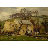 Owen Bowen (Staithes Group 1873-1967): 'Old Bardsey Mill' West Yorkshire, oil on panel unsigned,