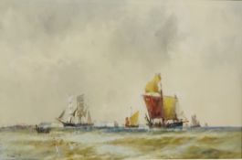 Frank Henry Mason (Staithes Group 1875-1965): Shipping off Dover, watercolour signed 34.5cm x 53.
