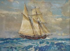 Leslie Arthur Wilcox (British 1904-1982): Sailing Boat at Sea,