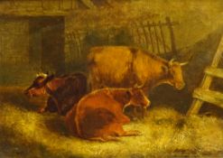 William Perring Hollyer (British 1834-1932): Cattle in a Byre,