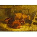 William Perring Hollyer (British 1834-1932): Cattle in a Byre,