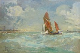Geoffrey Chatten (1938-): Fishing Boats off the Coast,