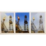 Don Micklethwaite (British 1936-): North Sea Oil Platform Industrial Triptych,