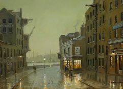 Steven Scholes (Northern British 1952-): 'Rotherhithe London 1962', oil on canvas signed,