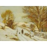 Ernest Higgins Rigg (Staithes Group 1868-1947): 'Snow Scene in a North Yorkshire Village',