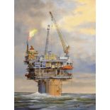 Don Micklethwaite (British 1936-): North Sea Oil Platform,