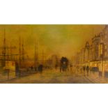Manner of John Atkinson Grimshaw (British 1836-1893): Liverpool Quay by Moonlight,