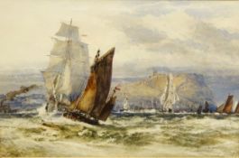 William James Callcott (British 1843-1890): Shipping in the South Bay Scarborough,