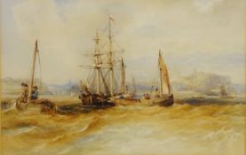 Joseph Newington Carter (British 1835-1871): Sailing Vessels in the South Bay Scarborough,