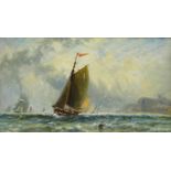 Richard Weatherill (British 1844- 1923): Fishing Boats off Whitby, oil on board signed 16.5cm x 19.