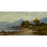 Scottish School (19th century): Mending Salmon Nets by the Water's Edge,