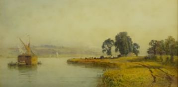 T Hampson Jones (1846-1916): 'Calm Evening on the Medway', watercolour signed,
