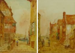 Edward Nevil (British fl.1880-1900): 'The Ghaut Whitby' and 'The Cod and Lobster Staithes',