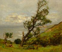 Frederick William Jackson (Staithes Group 1859-1918): A Breezy Day Over Runswick Bay,