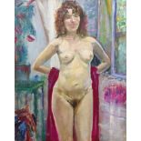 Malcolm Ludvigsen (British 1946-): Standing Female Nude, oil on canvas signed and dated 2002 verso,