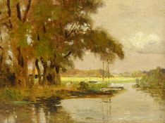 English School (Early 20th century): Norfolk River scene,