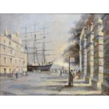 Charles Smith (British 20th century): 'Cutty Sark' by the Quayside,