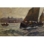 Joseph Richard Bagshawe (Staithes Group 1870-1909): Fishing Boats leaving Whitby,