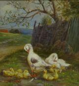 William Henderson of Whitby (British 1844-1904): 'Geese and Goslings Outside Wheathill Farm