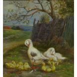 William Henderson of Whitby (British 1844-1904): 'Geese and Goslings Outside Wheathill Farm