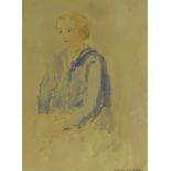 Muriel Metcalfe (British 1910-1994): Portrait of a Young girl, watercolour signed 37cm x 27.