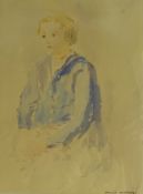 Muriel Metcalfe (British 1910-1994): Portrait of a Young girl, watercolour signed 37cm x 27.