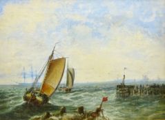 English School (19th century): Sailing Vessels off the Coast,