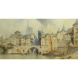 Paul Marny (French/British 1829-1914): The River at 'Mayenne' France, watercolour faintly signed,