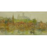 Mary Weatherill (British 1834-1913): Lincoln Cathedral from Brayford Pool,