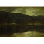 James L C Docharty (Scottish ?-1915): Loch scene at Dusk,