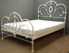 Laura Ashley Victorian style 4" 6' cream finish metal double bedstead, with mattress.