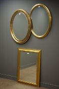 Rectangular gilt framed bevel edge mirror (W91cm, H66cm),