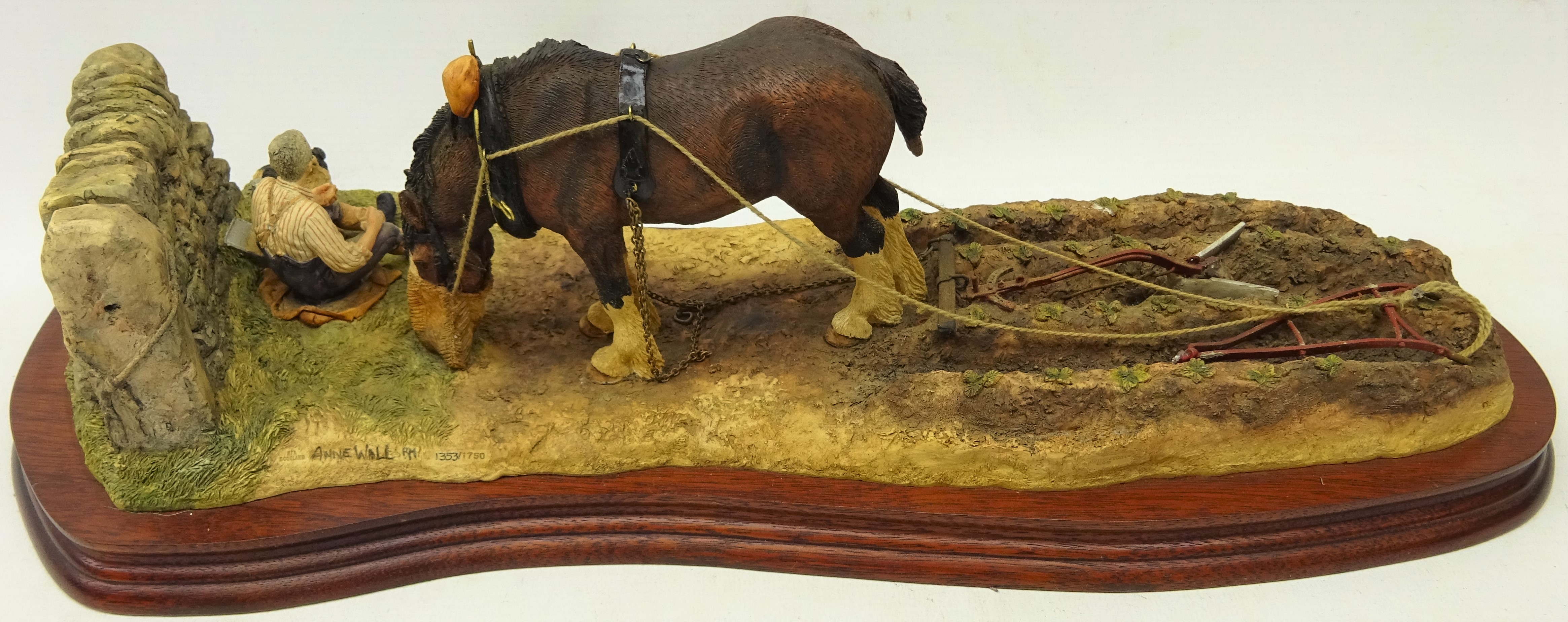 Border Fine Arts large limited edition group of a shire horse ploughing 'Ploughman's Lunch', No. - Image 2 of 3