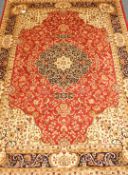 Persian Kashan design red ground rug/wall hanging 280cm x 200cm Condition Report