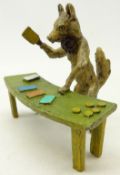 Austrian cold painted bronze depicting a Fox croupier, marked Austria and Bergman style impressed B,