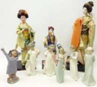 Lladro figure, three Nao figures of children,