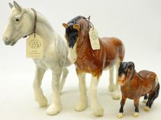 Three Border Fine Arts Figures of Horses; 'Clydesdale Stallion', 'Shire Stallion',