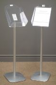 Two free standing A4 header/poster holder, silver finish, W24cm,