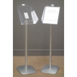 Two free standing A4 header/poster holder, silver finish, W24cm,