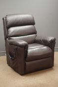 La-z-boy electric reclining armchair upholstered in brown leather,