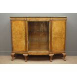 20th century figured walnut serpentine side cabinet,