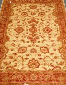 Persian Ziegler design beige ground rug/wall hanging,