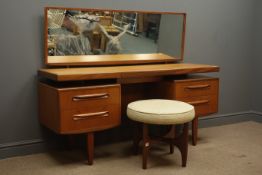 G-Plan teak dressing table with mirror, four drawers, single central drawer, square tapering legs,