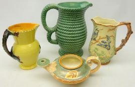 Burleigh Ware pottery Aladdin's lamp, Burleigh ware Dragon moulded jug,