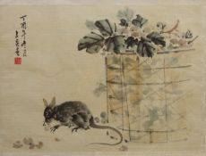 The year of the Rat, 20th century Chinese watercolour/ink on paper with character signature,