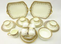 Early 20th Century Cauldon tea set for eight persons comprising; eight trios,