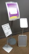 A3 free standing poster/menu holder, brushed steel finish, (W36cm, H148cm),