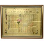 Framed and glazed Victorian Crowthers Perpetual Calendar,